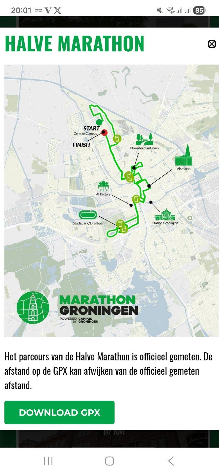 Startbewijs halve marathon Groningen zondag 31 mei. Startvak, Sport en Fitness, Loopsport en Atletiek, Ophalen of Verzenden, Nieuw