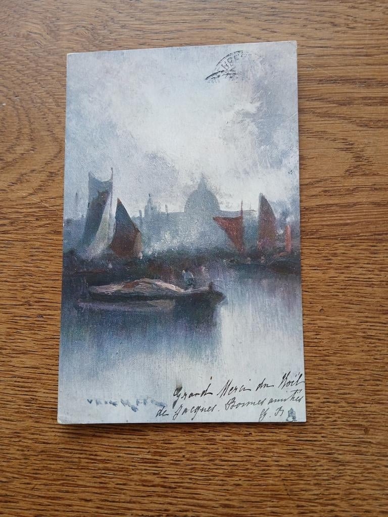 Oude Ansichtkaart Venetië - Gondels en Kerken, Verzamelen, Ansichtkaarten | Buitenland, Ophalen of Verzenden, 1920 tot 1940, Gelopen