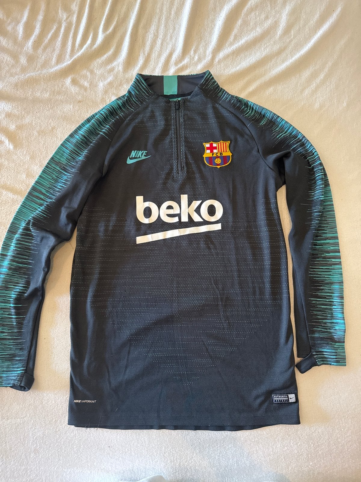 Nike FC Barcelona Trainingstrui - Zwart/Turquoise, Maat 48/50 (M), Zwart, Ophalen of Verzenden, Zo goed als nieuw