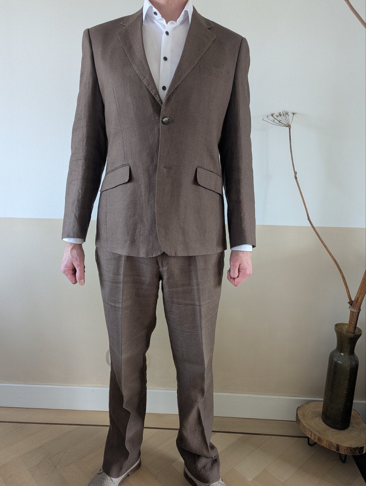 Bruin pak, maat 52, Ophalen of Verzenden, Gedragen, Maat 52/54 (L), Bruin