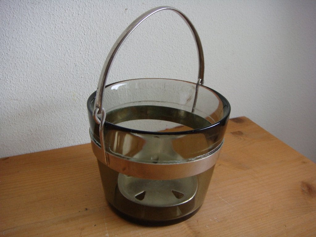Ouderwetse groen glazen ijsemmer, Huis en Inrichting, Ophalen of Verzenden, Zo goed als nieuw, Groen, Glas