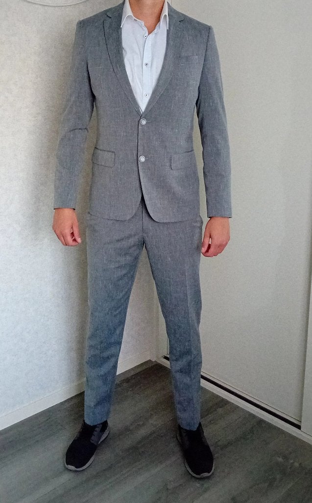 Mooi Zomerpak, licht grijs. Broek met jasje, maat L., Ophalen of Verzenden, Nieuw, Maat 52/54 (L), Grijs