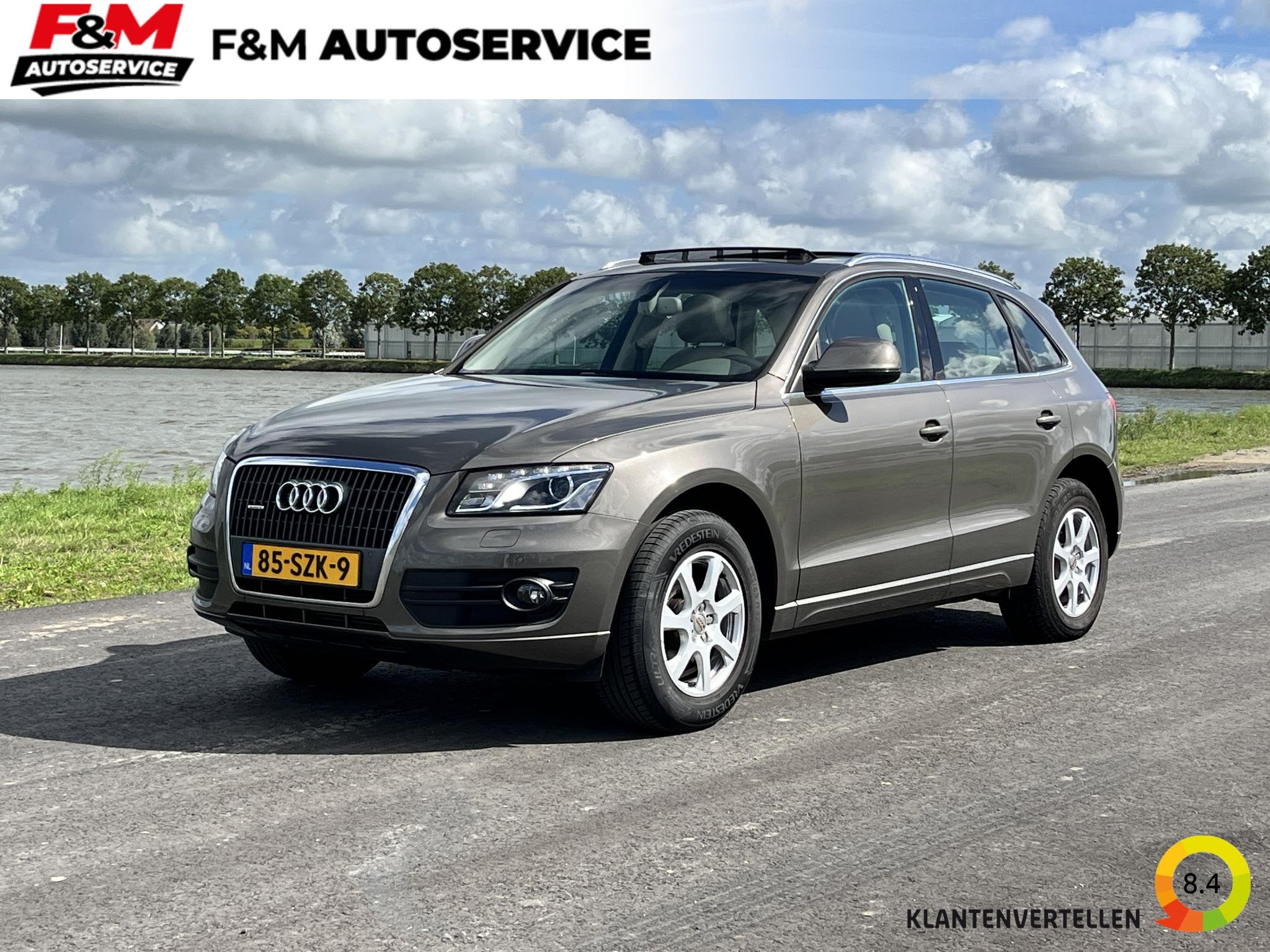 Audi Q5 2.0 TFSI quattro Pro Line Clima, cruise, stoelverwar, Auto's, Automaat, Gebruikt, Beige, 4 cilinders