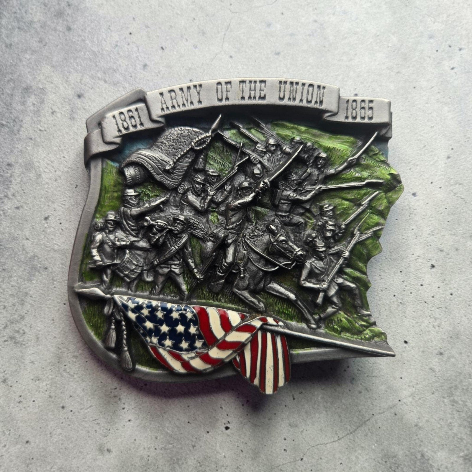 Rare Vintage Belt Buckle - 1861-1865 Army of the Union -, Ophalen of Verzenden, Zwart