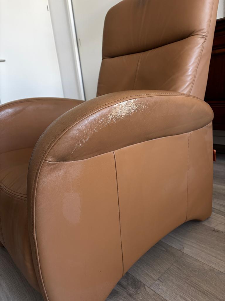 Comfortabele relaxfauteuil - Gebruikt, Huis en Inrichting, Fauteuils, Ophalen, Gebruikt, Leer, 75 tot 100 cm
