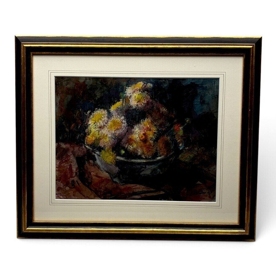 Hollandse School: chrysanten in een kom, Ophalen of Verzenden