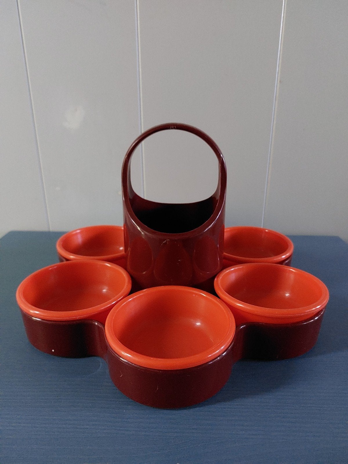 Vintage Emsa Snackschaal Space Age Oranje Roodbruin, Kunststof, Gebruikt, Overige merken, Ophalen of Verzenden