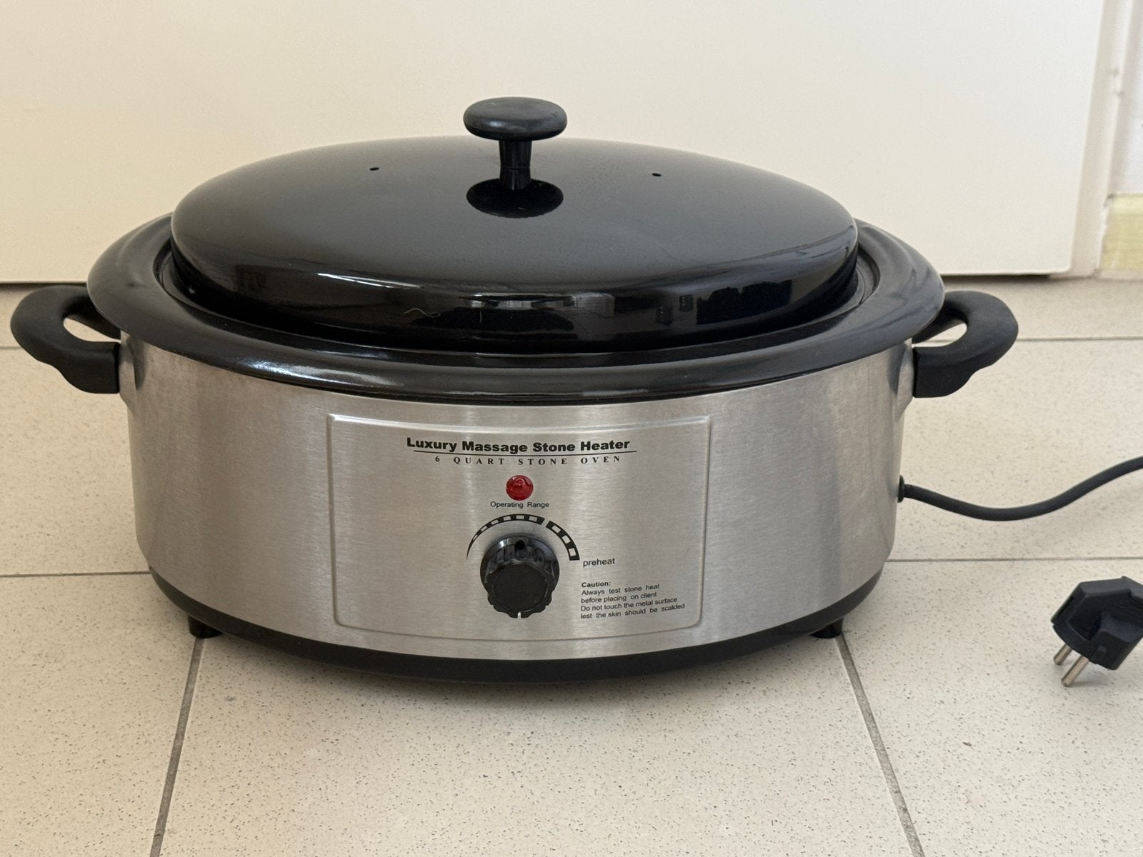 hotstone set / warmtesteen massage set met hot stone heater, Sport en Fitness, Massageproducten, Ophalen of Verzenden, Gebruikt