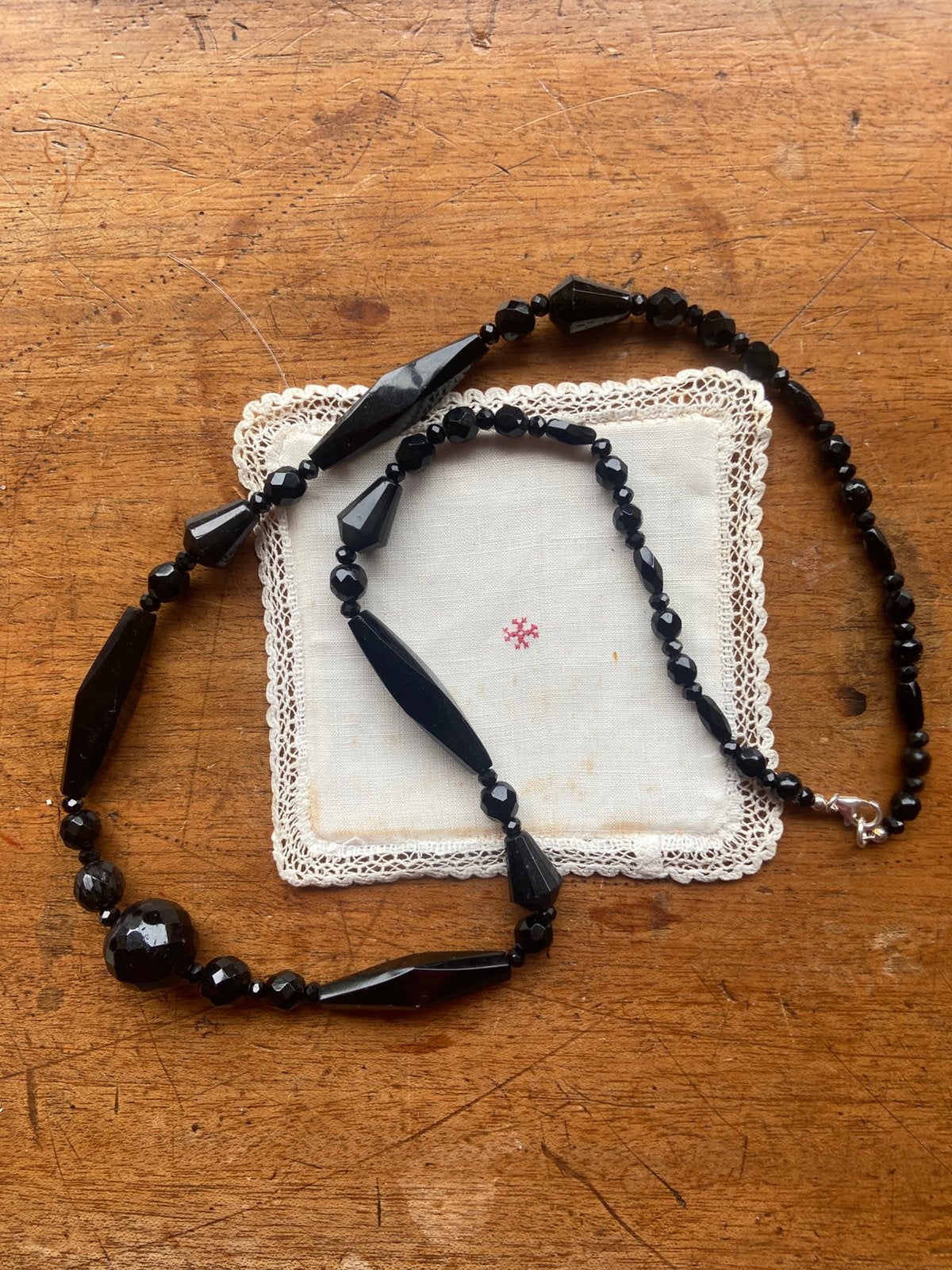 Ketting antiek glas gitten, Ophalen of Verzenden, Zilver, Ketting