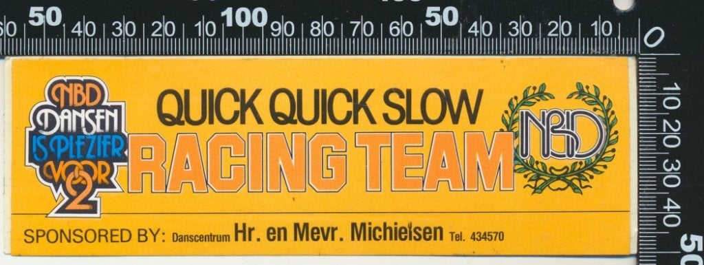 Sticker: Danscentrum Michielsen - Quick Quick Slow Racing, Ophalen of Verzenden, Zo goed als nieuw, Bedrijf of Vereniging