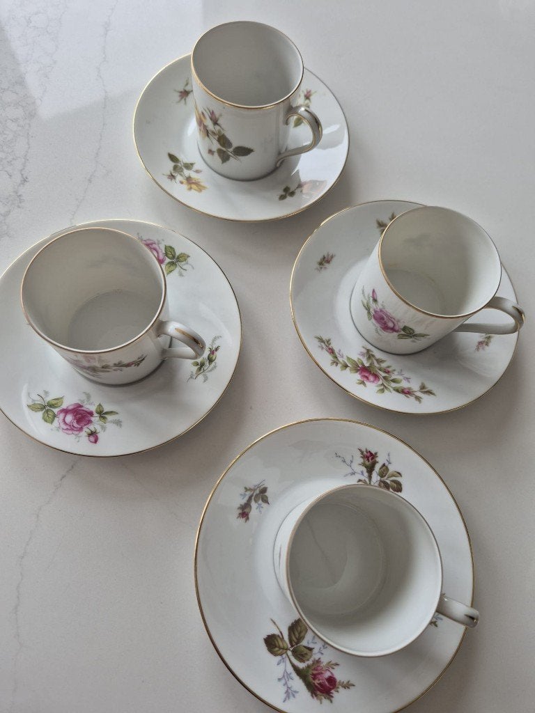 Rosenthal Germany koffieservies 4x porselein met rozen, Ophalen of Verzenden