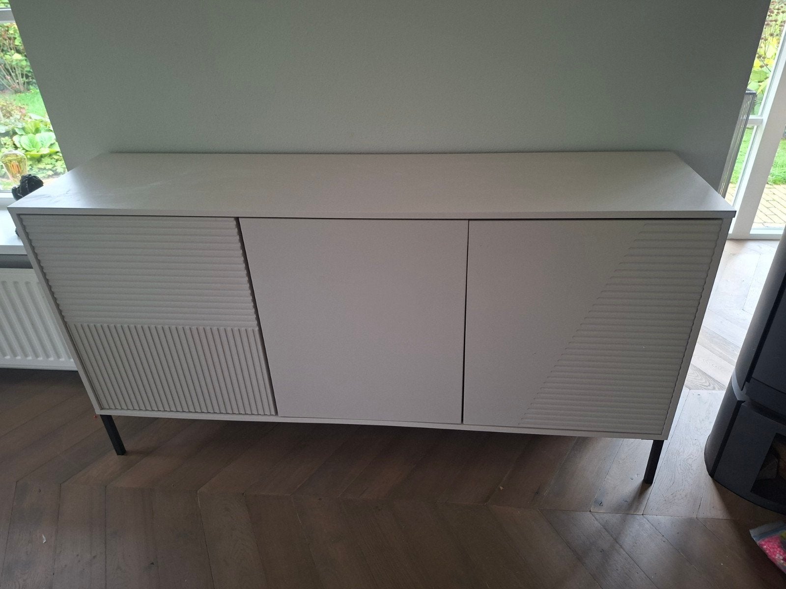 Meubella Dressoir Davey - Beige - 160 cm, Huis en Inrichting, Ophalen, Overige materialen, Met deur(en), 150 tot 200 cm