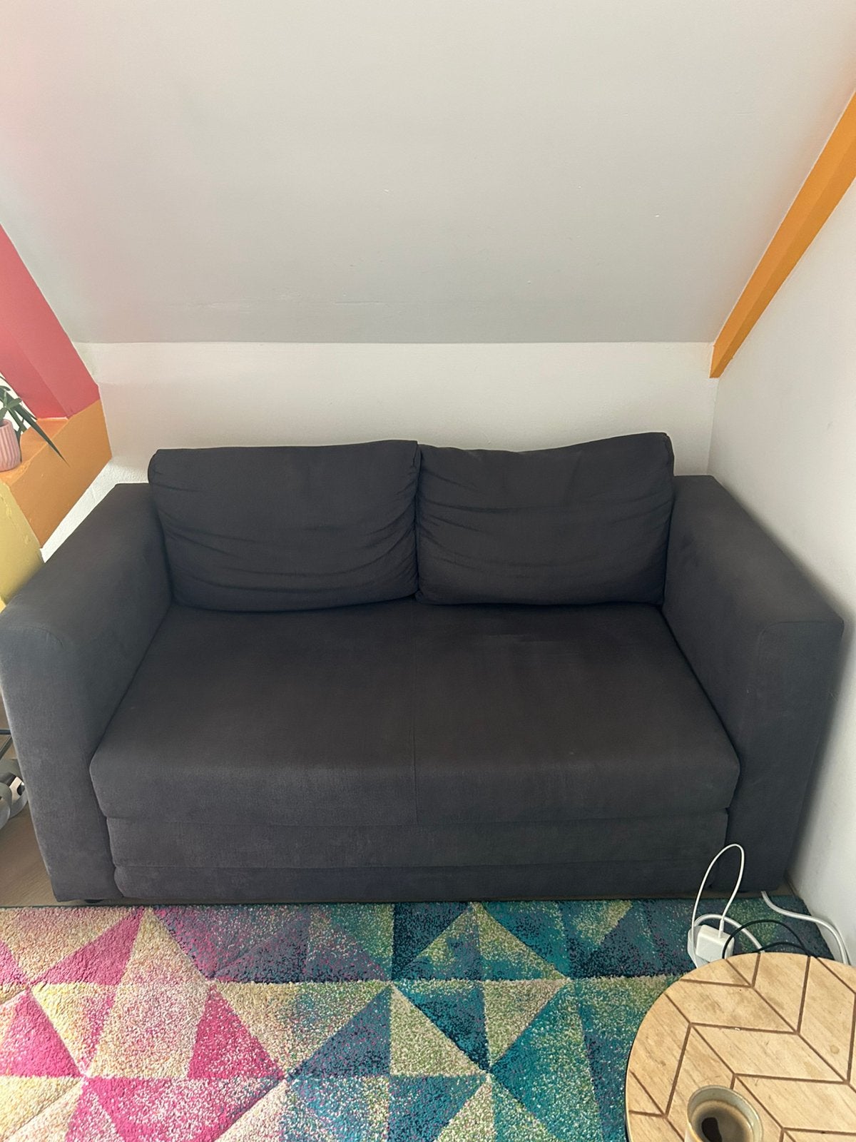 Slaapbank 2zits Ikea donkergrijs, Ophalen, Zo goed als nieuw, 75 tot 100 cm, Tweepersoons