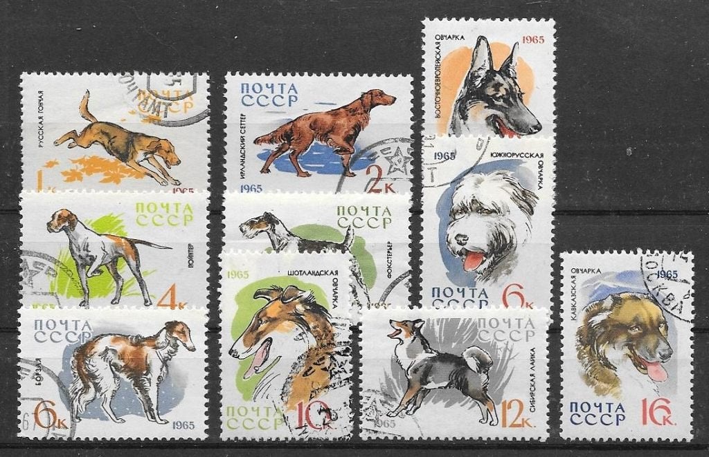 Sovjet Unie 1965  Honden, Verzenden, Gestempeld