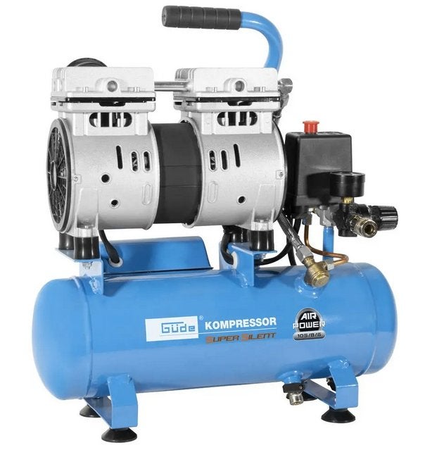 zeer stille onderhoudsvrije 2 cilinder compressor 59 dB 230V, 6 tot 10 bar, Nieuw, Ophalen of Verzenden, Minder dan 200 liter/min