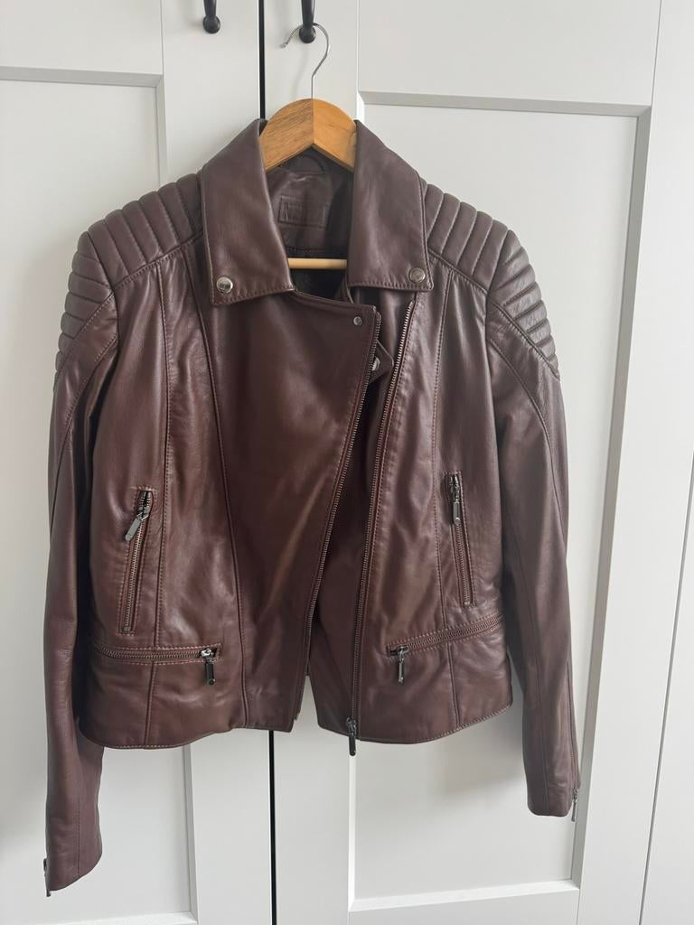 Nieuwe echte leer jas M/L, Maat 38/40 (M), Bruin, Nieuw, Ophalen of Verzenden