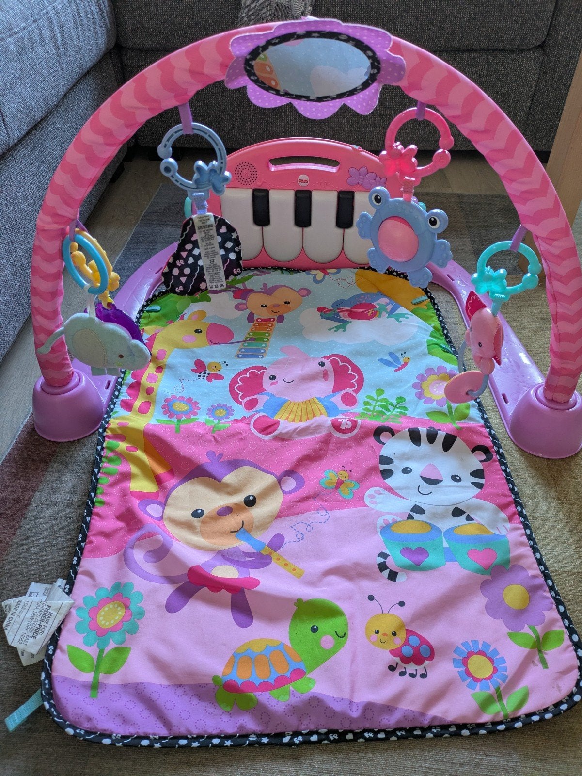 Fisher-Price Kick & Play Piano Gym Roze, Ophalen, Zo goed als nieuw, Speelset, Met licht