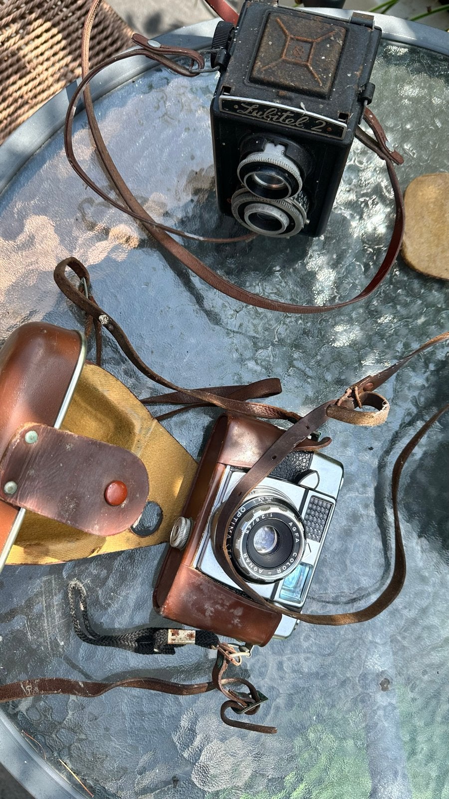 Vintage camera's: Lubitel 2, Agfa Clack en Agfa optima 1a, Ophalen, Gebruikt, Compact, Overige Merken