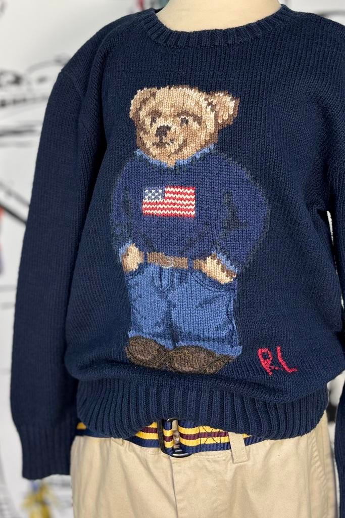 Ralph Lauren navy trui met beer jongens maat 7, Verzenden, Trui of Vest, Ralph Lauren, Ralph Lauren EU