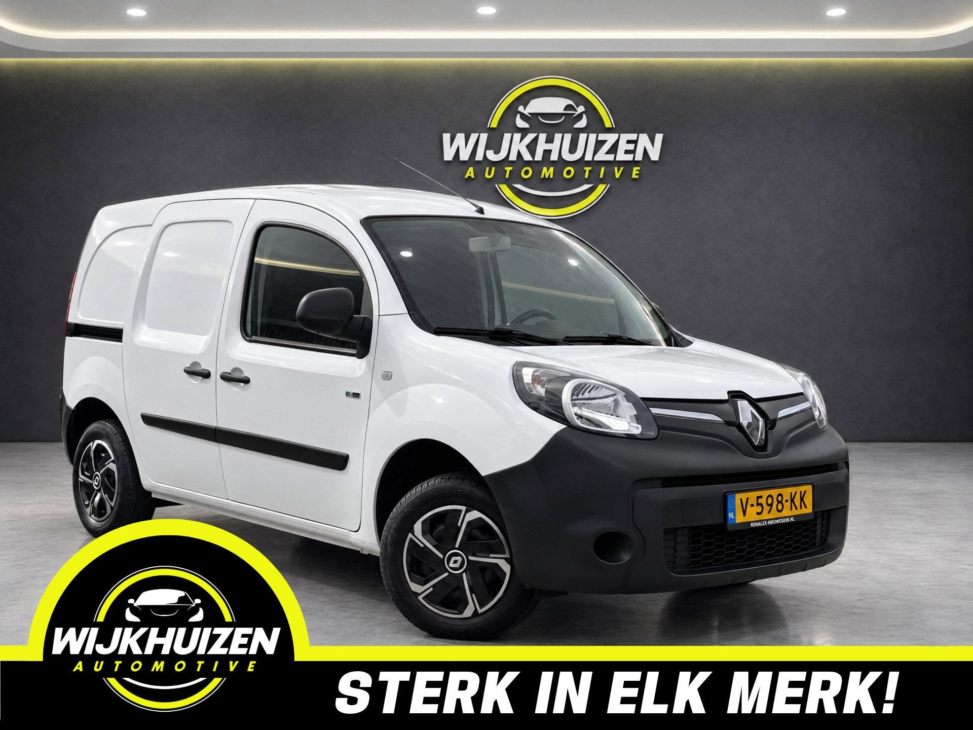 Renault Kangoo Z.E. 44 KW (Huur Accu) met Navigatie ! Cruise, Dealer onderhouden, Stof, Gebruikt, Zwart