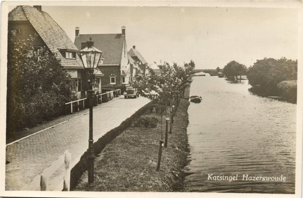 Katsingel - Hazerswoude - dorpsgezicht - ongelopen, Verzenden, 1940 tot 1960, Ongelopen, Zuid-Holland