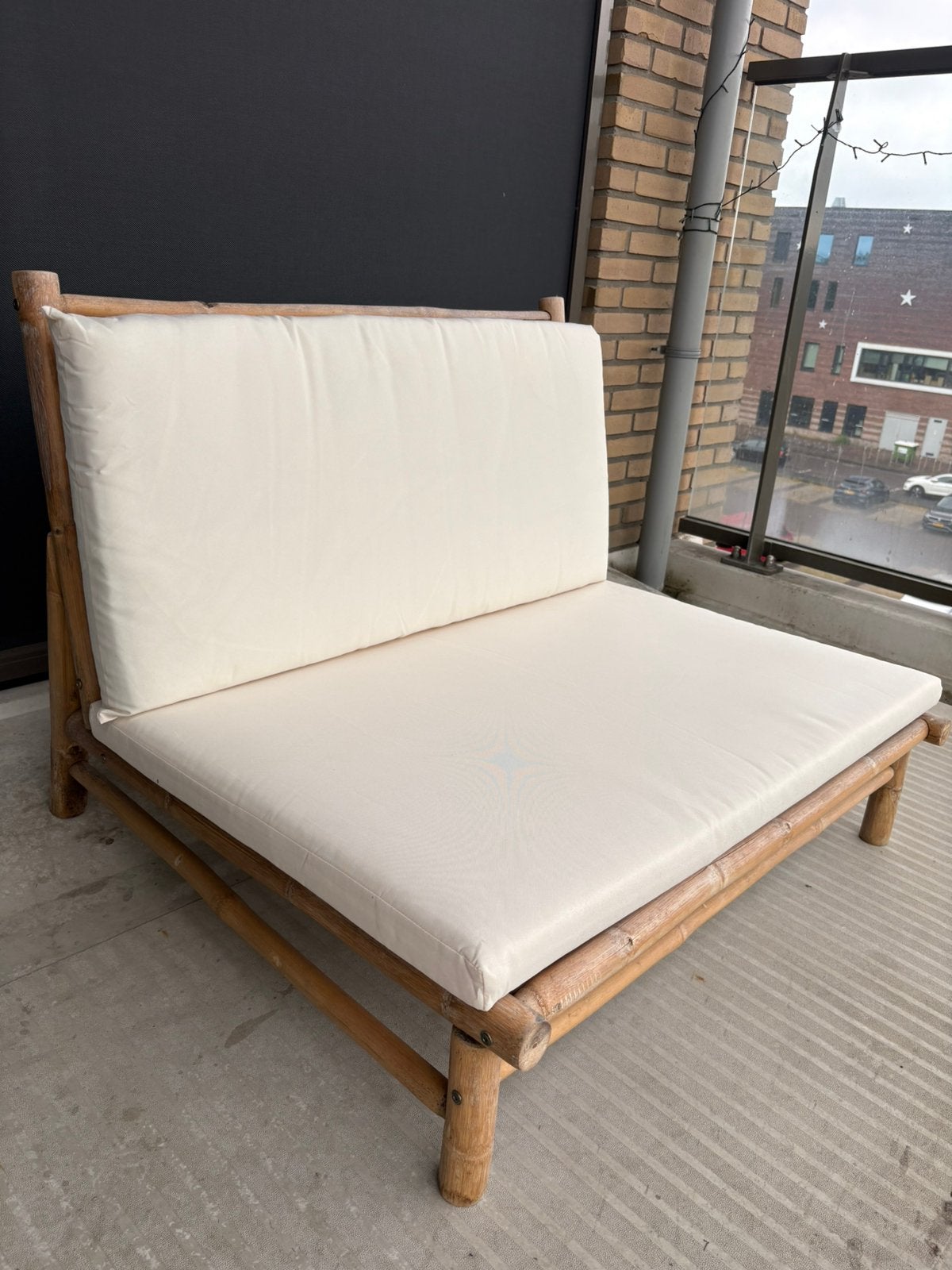 Xenos bamboo tuinbank naturel/wit, Ophalen, Zo goed als nieuw, Hout