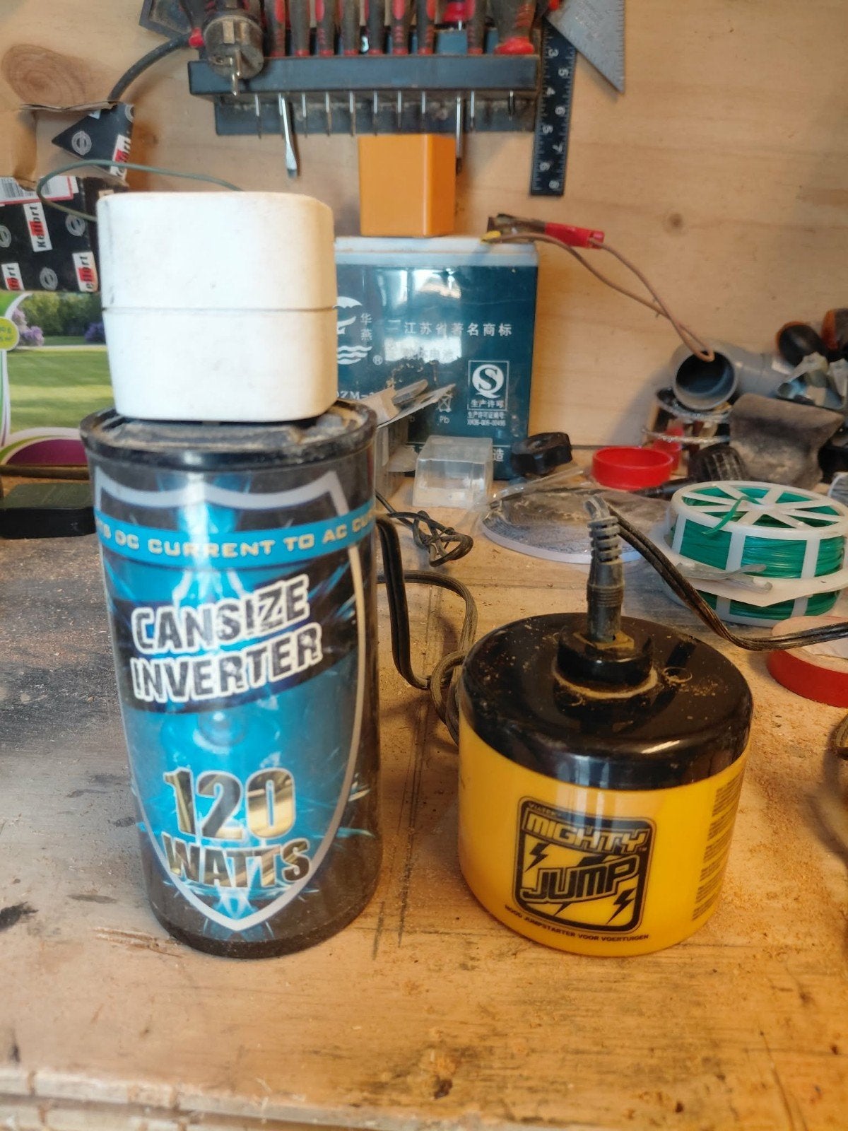 Cansize Inverter 120 Watt & Mighty Jump Startbooster, Ophalen, Gebruikt