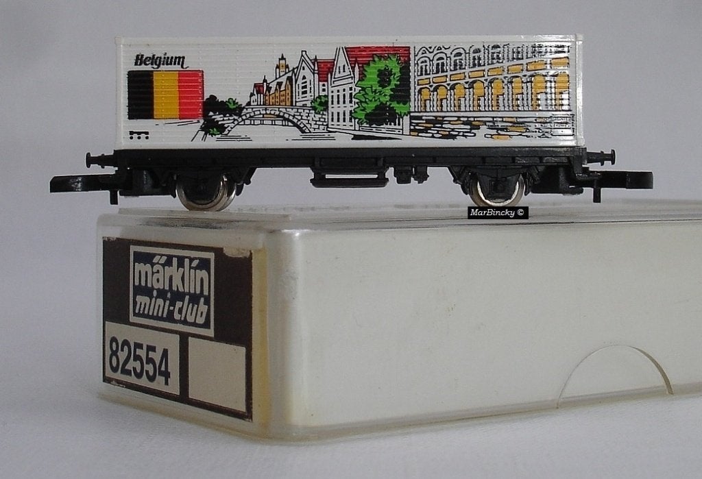 Märklin Z 82554 Belgische Vlag Stadsaanzicht Containerwagen!, Hobby en Vrije tijd, Gelijkstroom, Wagon, Ophalen of Verzenden, Zo goed als nieuw