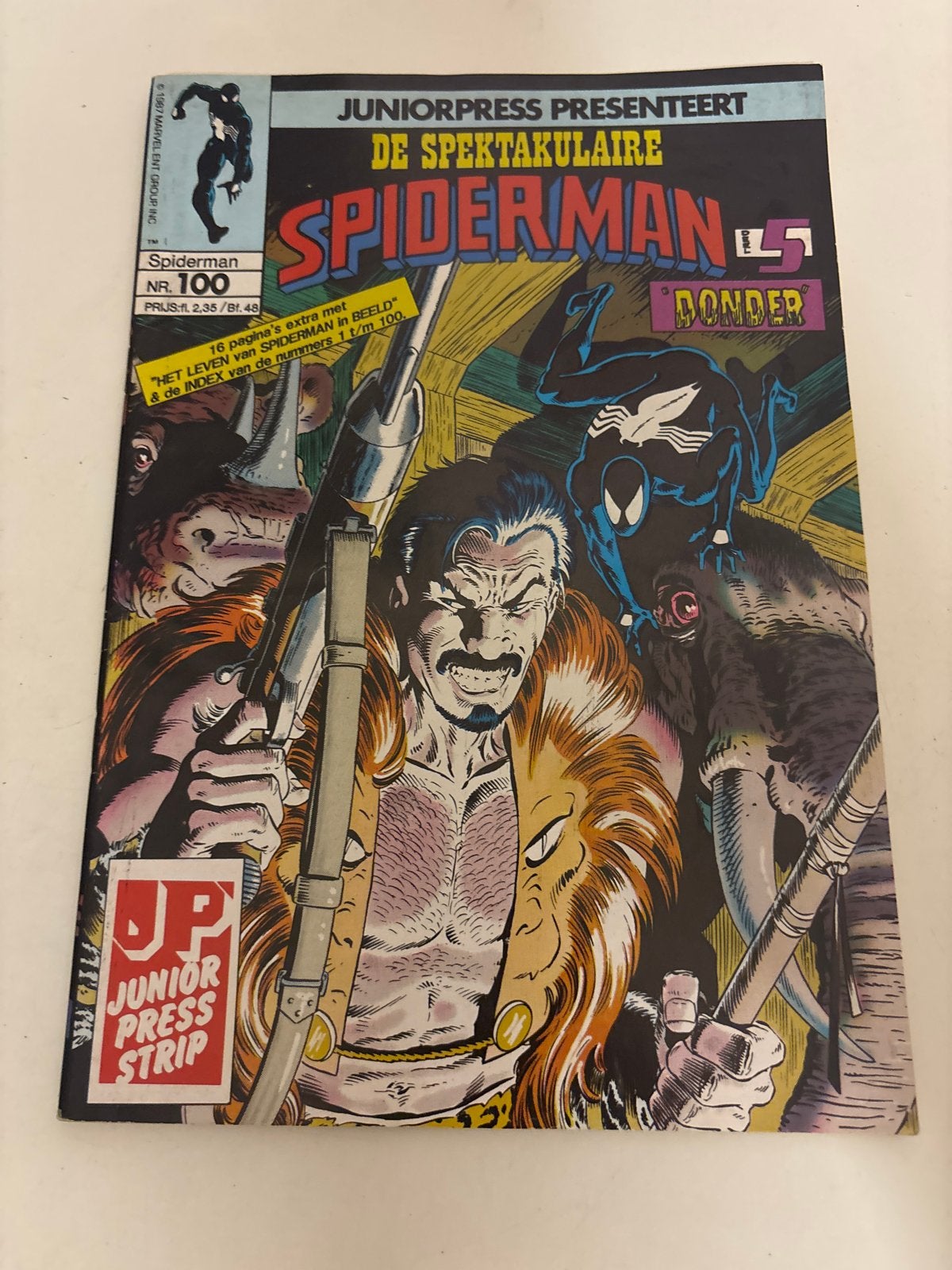 De Spektakulaire Spiderman #100 - Juniorpress, Boeken, Eén comic, Ophalen of Verzenden, Gelezen, Amerika