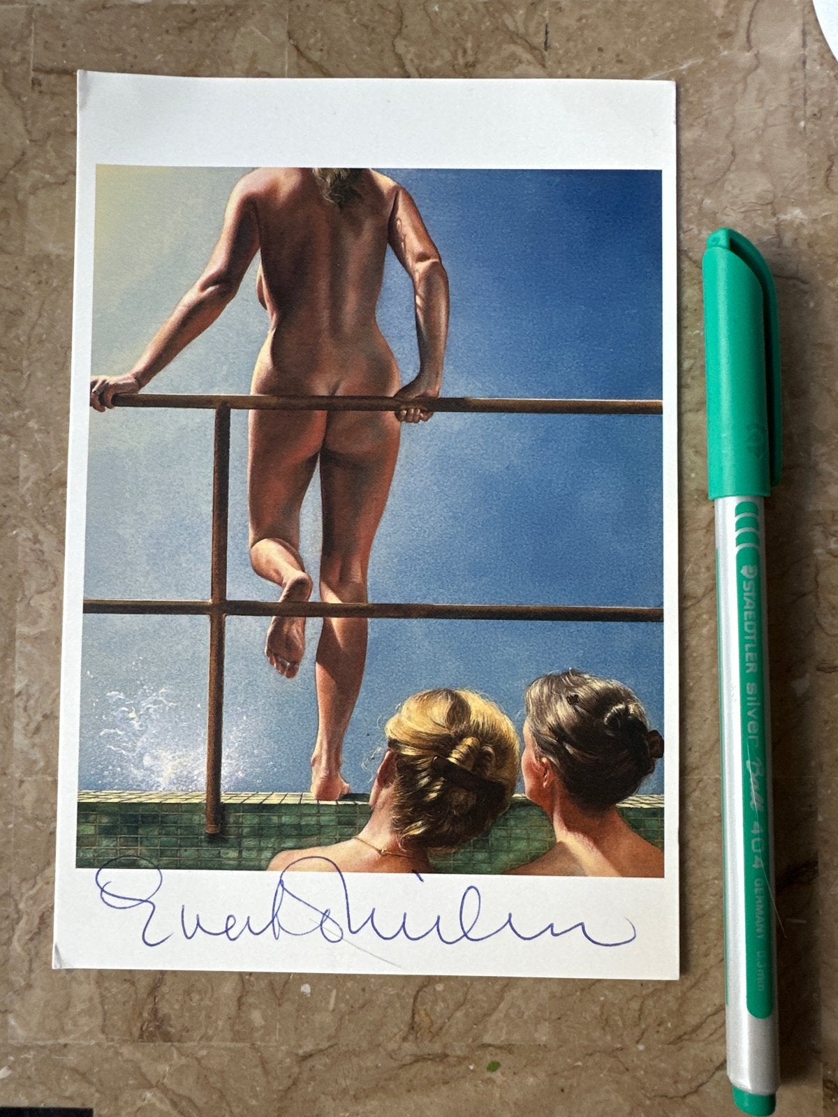 Evert Thielen - Zwembad (2003) - Gesigneerde Ansichtkaart, Ophalen of Verzenden, 1980 tot heden, Ongelopen
