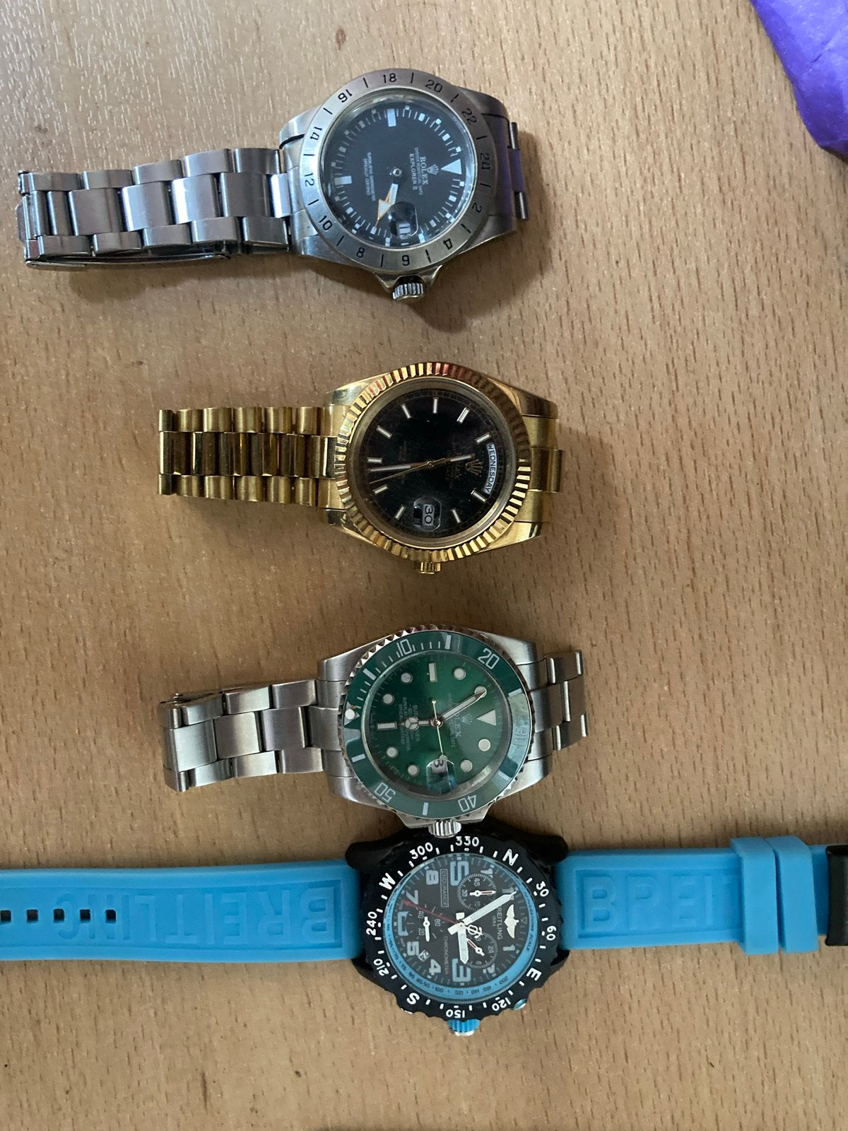 Diverse horloges voor de liefhebber rolex breitling, Gebruikt, Polshorloge, Ophalen of Verzenden, Rolex