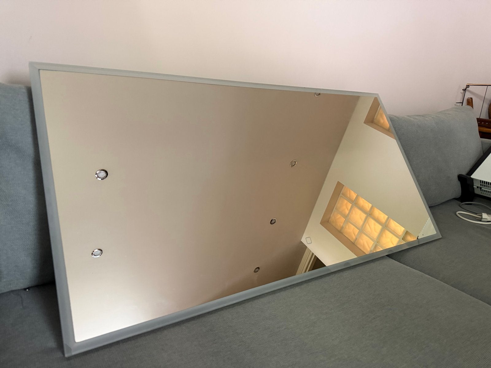 Badkamerspiegel 120x60 cm met verwarming en verlichting, Huis en Inrichting, Ophalen, Gebruikt, 100 tot 125 cm, Minder dan 100 cm
