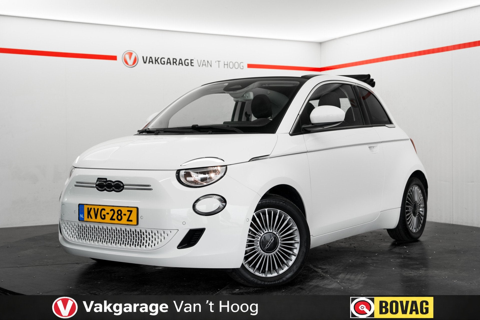 Fiat 500C Urban 42 kWh Cabriolet Applecarplay?androidauto St, Auto's, Stof, Gebruikt, 4 stoelen, Wit
