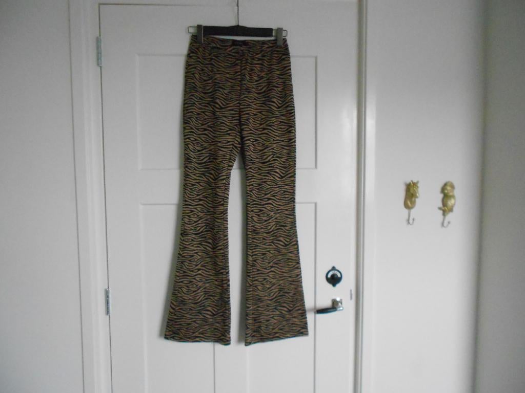 Pescara zwart/bruine flair broek, maat S., Verzenden, Zwart, Pescara, Zo goed als nieuw