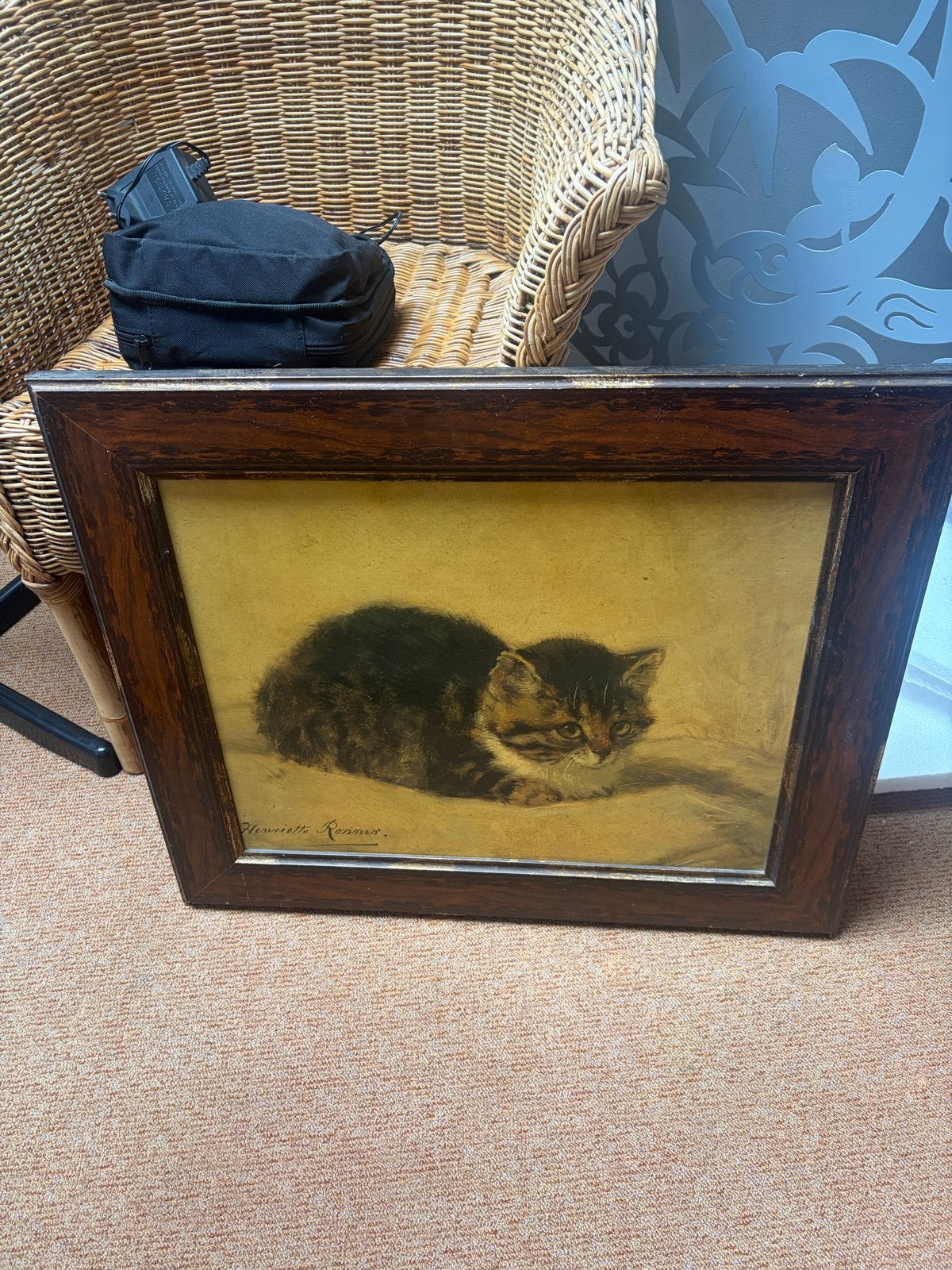 T.E.A.B. Prent van kitten,, Antiek en Kunst, Ophalen, Doek, Realistisch, Dieren