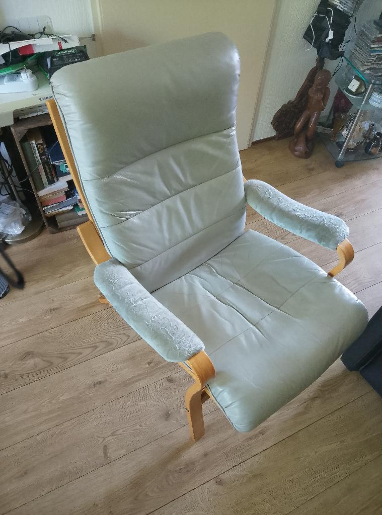 Design Stoel vintage, Huis en Inrichting, Fauteuils, Ophalen, Gebruikt, Minder dan 75 cm, Leer