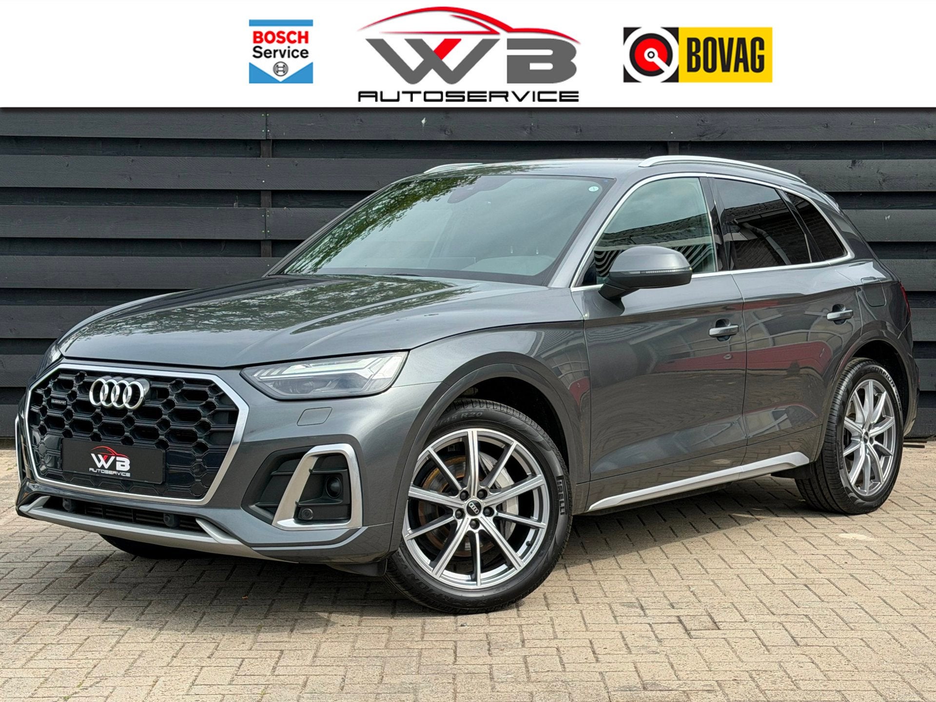 Audi Q5 55 TFSI e quattro S Line I Trekhaak I Virtual I ACC, Gebruikt, Zwart, 4 cilinders, Leder en Stof