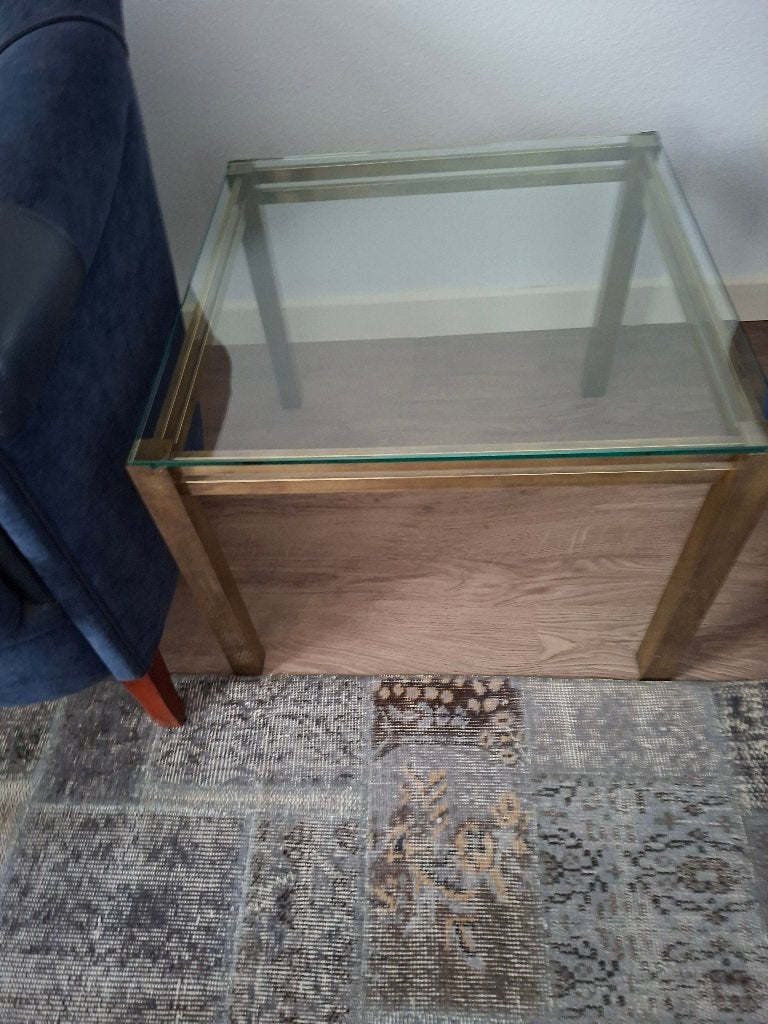 Bijzettafel, Gebruikt, Vierkant, 55 tot 75 cm, Glas