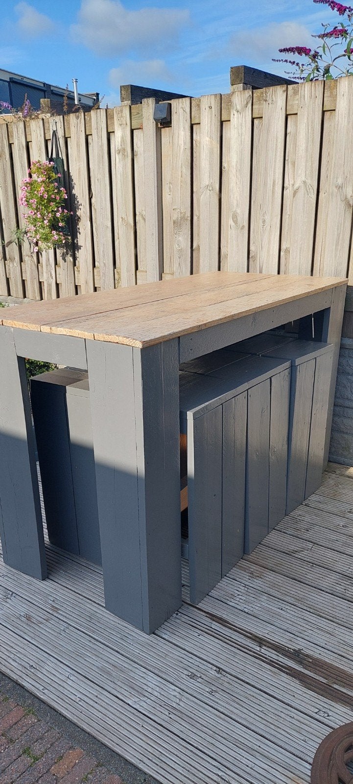 Bartafel met krukken - ideaal voor buiten, Ophalen, Gebruikt, Rechthoekig