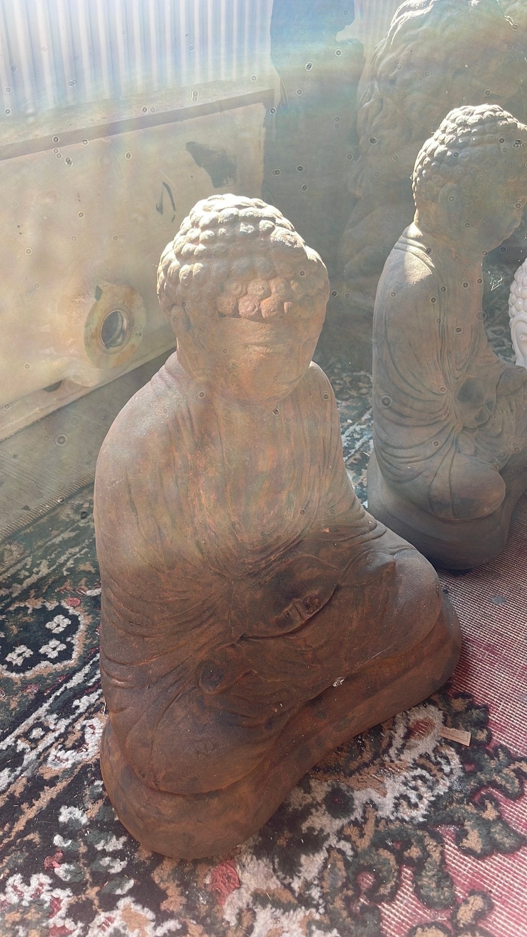 Budha beeld roestverf, Ophalen, Zo goed als nieuw