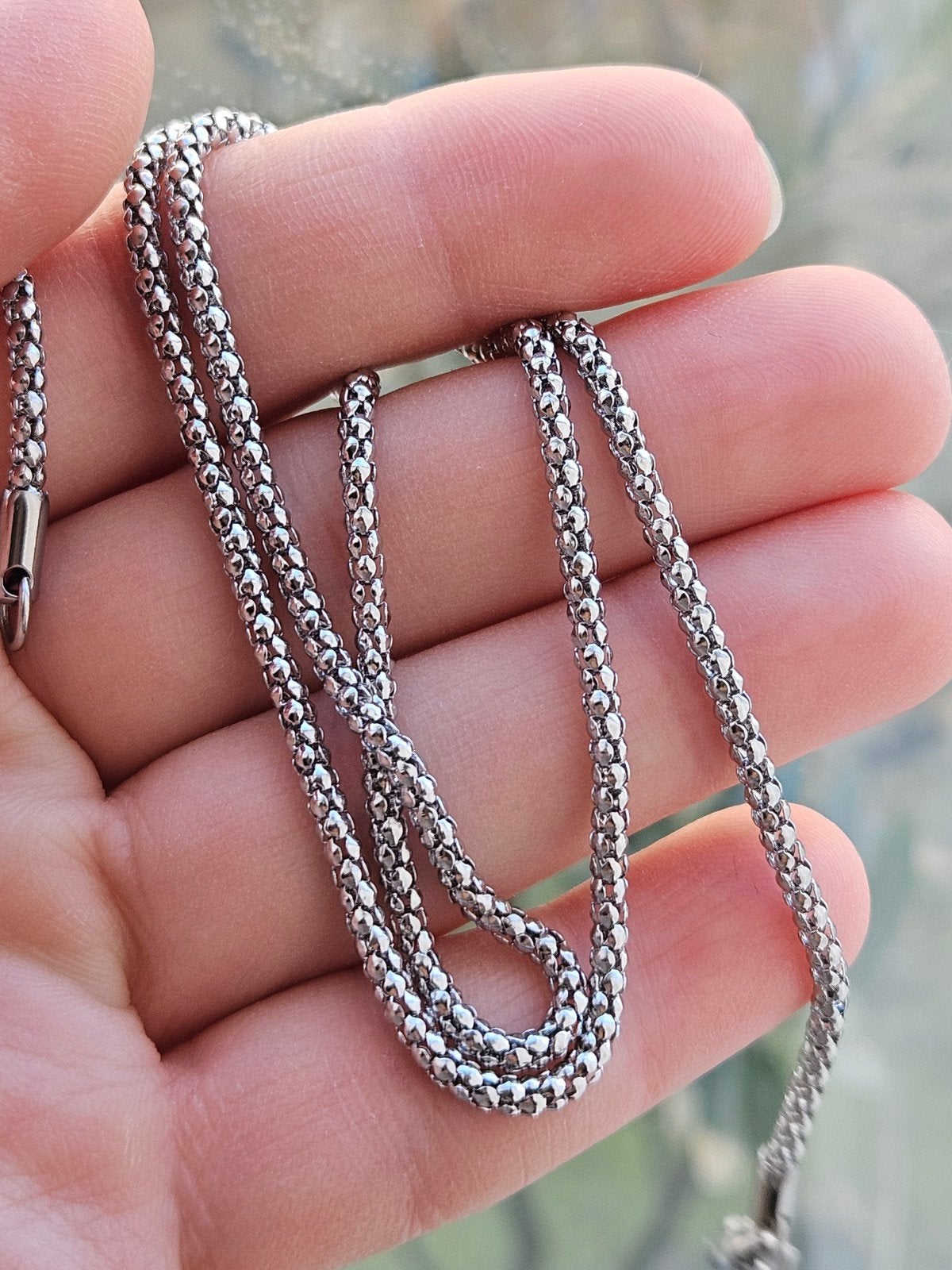 Rvs stalen popcorm schakelketting, Ophalen of Verzenden, Nieuw, Zilver, Overige materialen