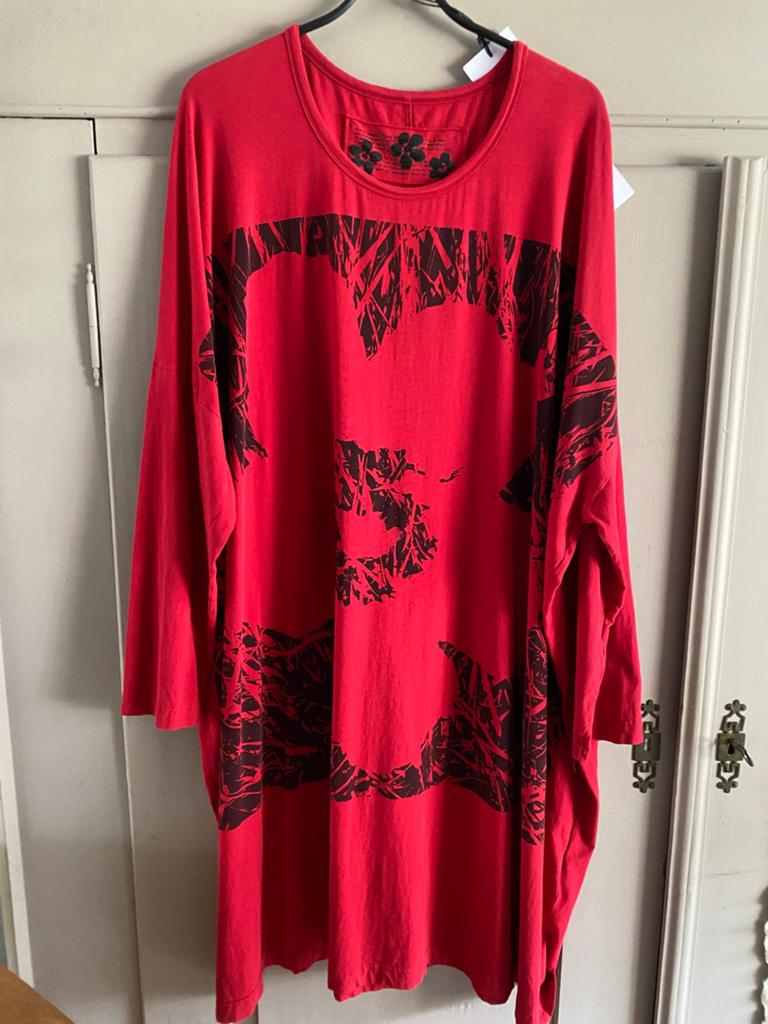 Rode print jurk 2025 nieuw Rundholz mt. OS, Ophalen of Verzenden, Nieuw, Rood