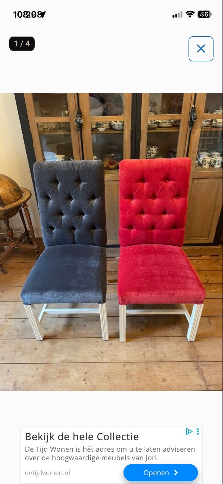 Set van 4 luxe eetkamerstoelen, Huis en Inrichting, Ophalen, Zo goed als nieuw, Vier, Stof