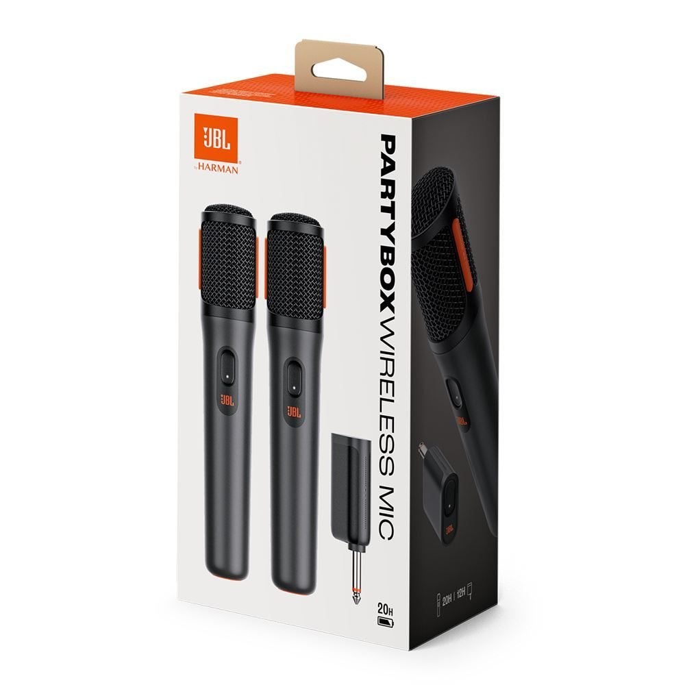 Set van 2 Nieuwe JBL PartyBox Draadloze Microfoons Zwart, Ophalen of Verzenden, Nieuw, Zangmicrofoon, Draadloos