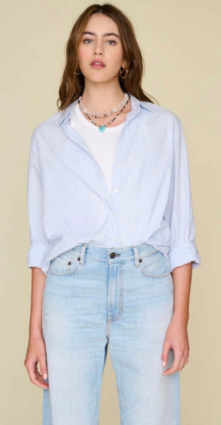 Xirena beau blouse in sky stripe maat L, nieuw €120, Kleding | Dames, Blouses en Tunieken, Verzenden, Nieuw