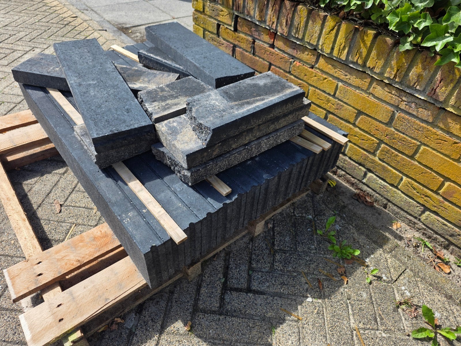 Opsluitband Antraciet 5x15x100cm 15 stuks plus restant, Tuin en Terras, Ophalen, Overige typen, Nieuw, 10 m² of meer
