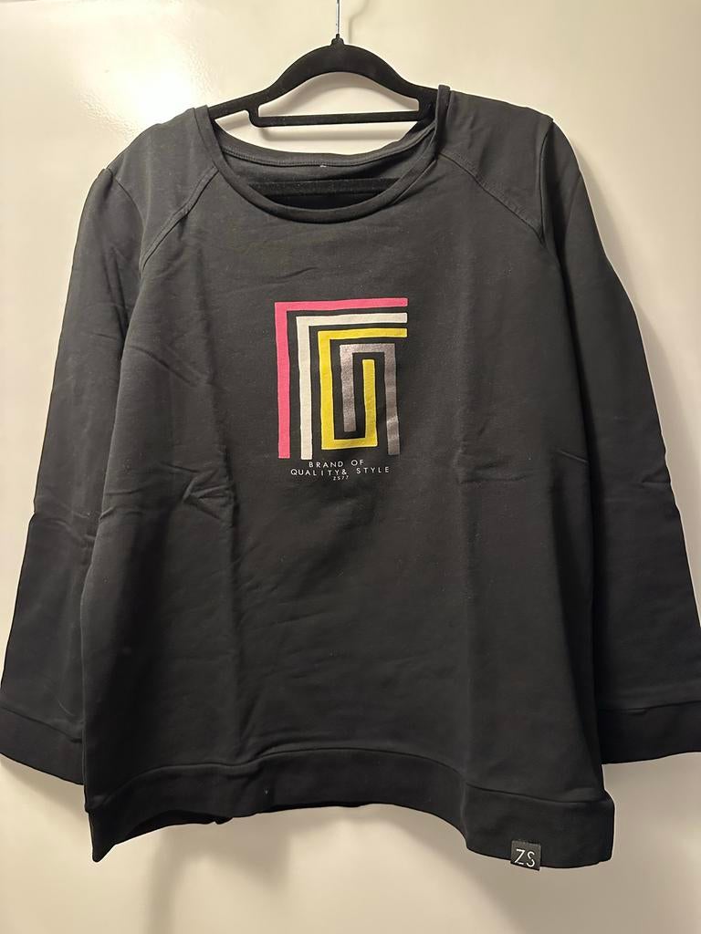 Zoso Zwarte sweater met kleurrijke print, Maat 38/40 (M), Zwart, Nieuw, Ophalen of Verzenden