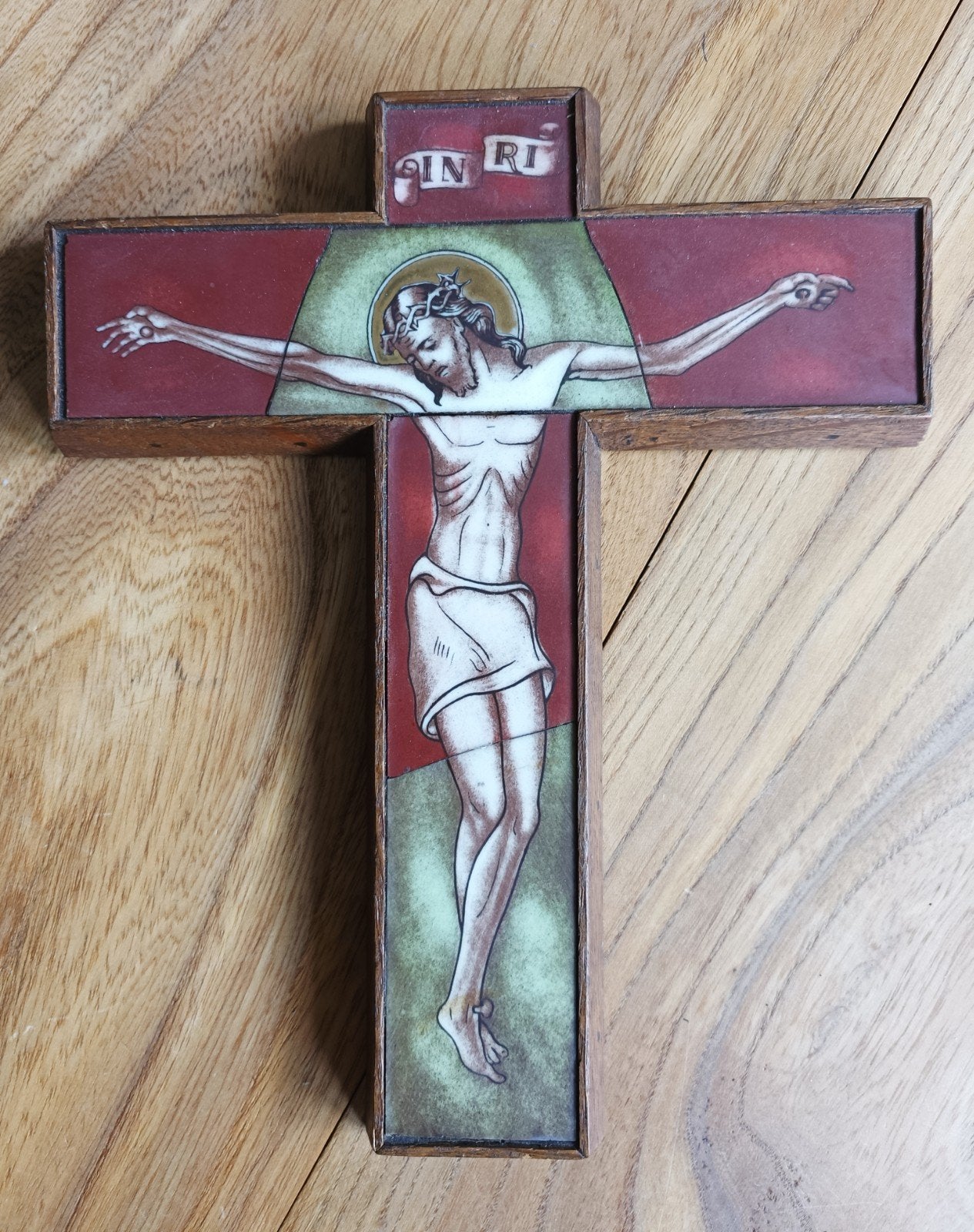Opaline kruisbeeld met Christusfiguur, Ophalen of Verzenden