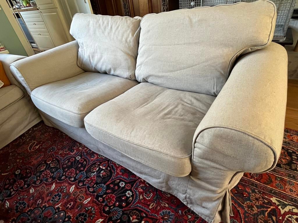 IKEA Ektorp  2 banken en eventueel een stoel, Huis en Inrichting, Fauteuils, Gebruikt, Stof, 50 tot 75 cm, 75 tot 100 cm, Ophalen