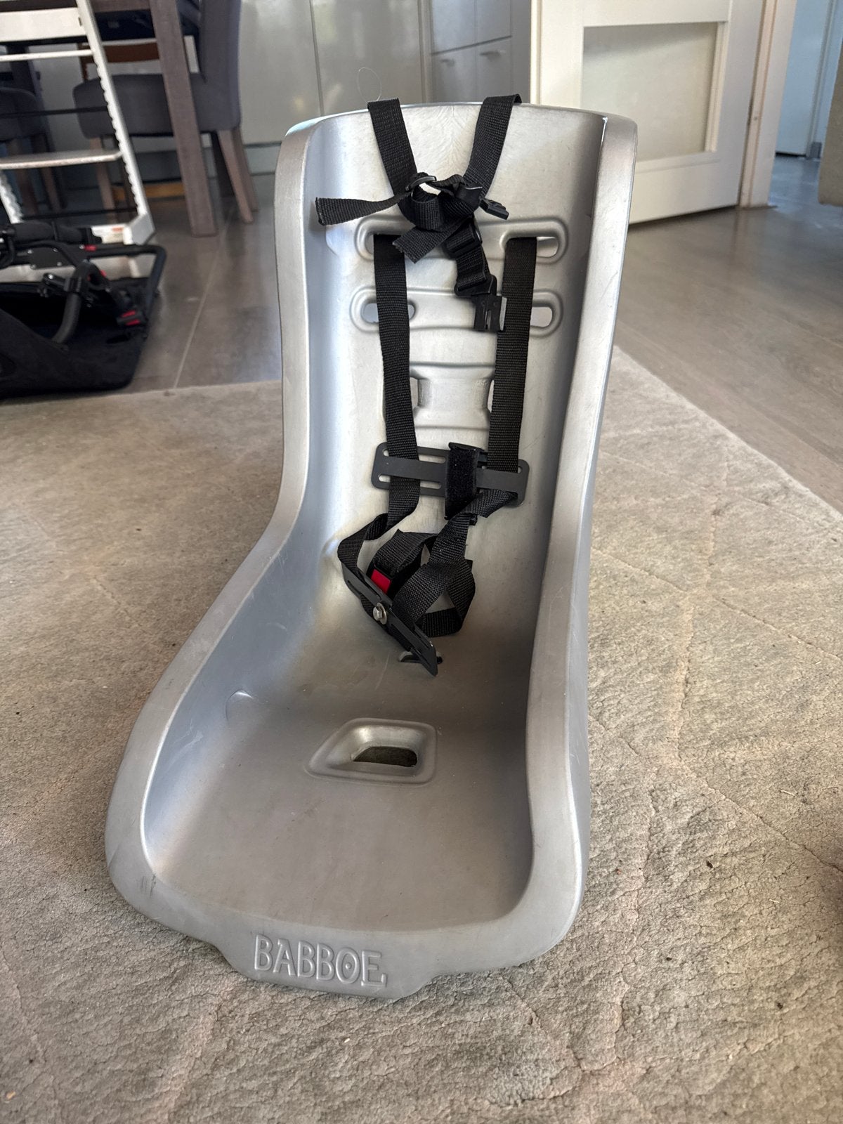 Babboe babyschaal bakfiets zitje met gordel, Ophalen of Verzenden, Gebruikt, 0 t/m 18 kg, Achterzitje